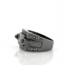 Men's Black Gold and Diamond Wide Ring